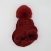 Pom Pom Lined Beanie - Berry Red - Image 2