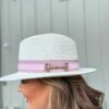 Isla Snaffle Straw Fedora - Cream/Pink - Image 2
