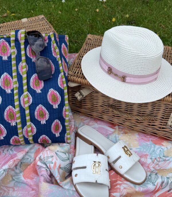 Isla Snaffle Straw Fedora - Cream/Pink - Image 2
