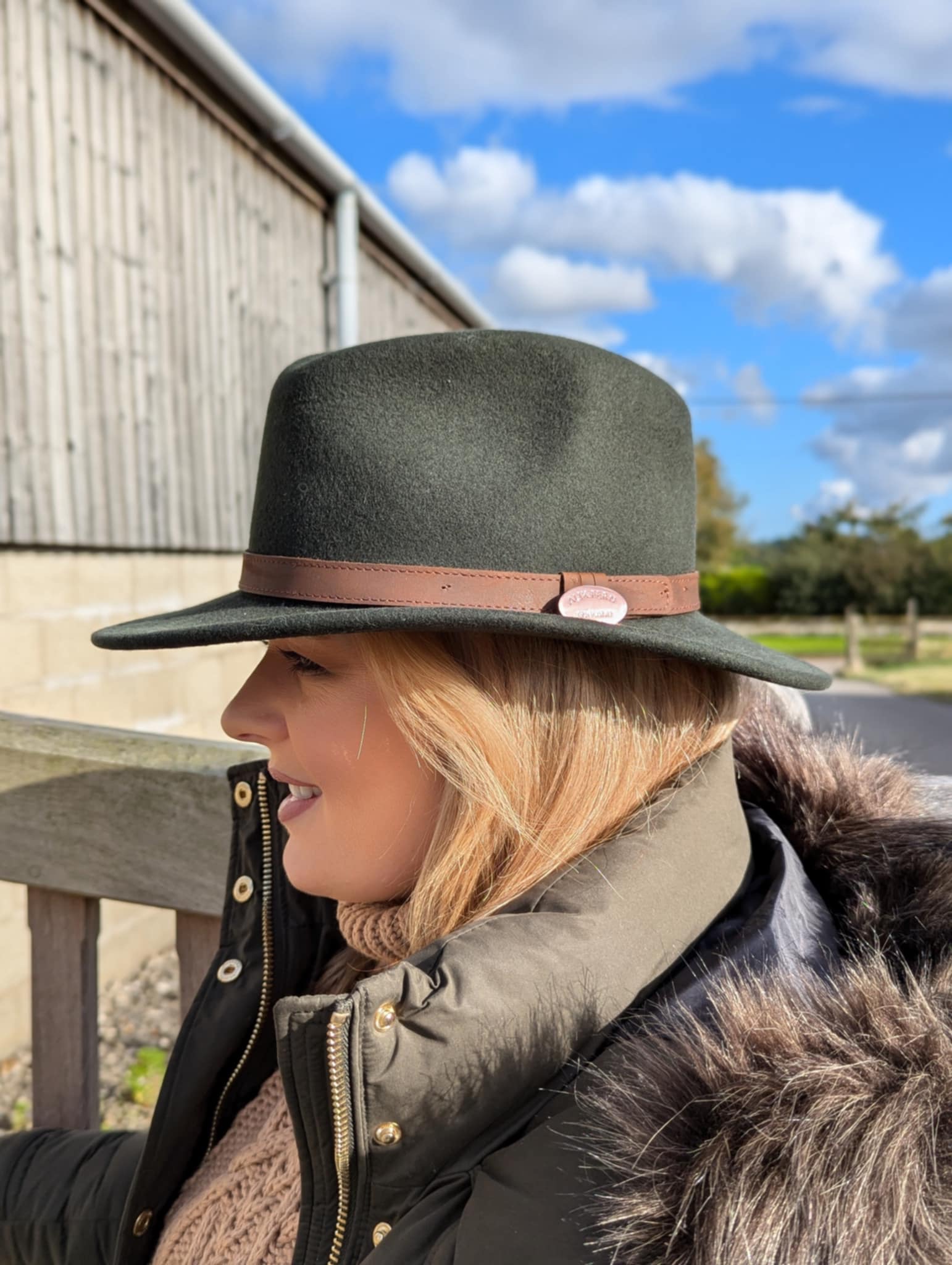 Amelia Signature Badge Fedora - Olive Green